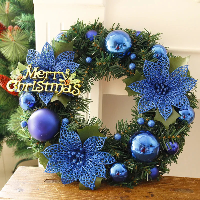 30cm multicolour plastic Christmas wreath in six colour options for festive decoration