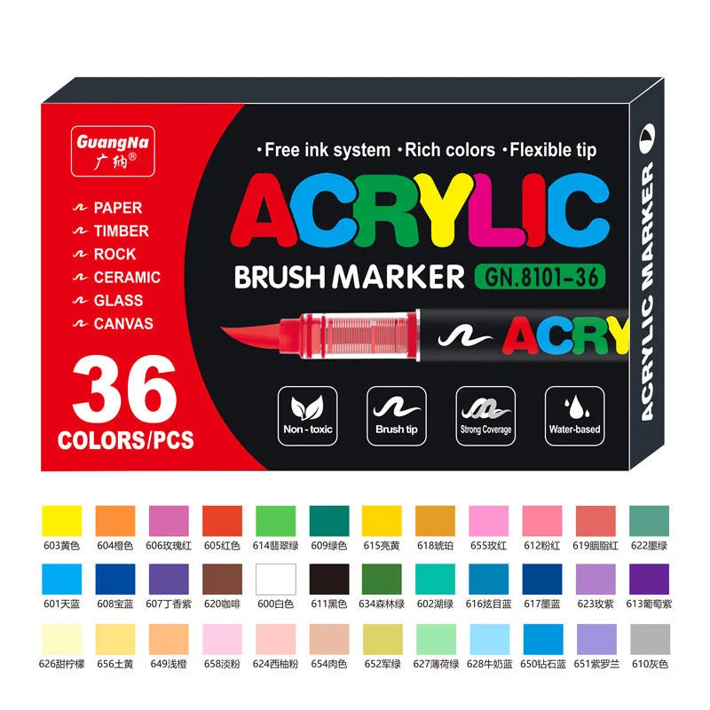 Set of straight liquid acrylic marker pens in multiple colours for art and graffiti
