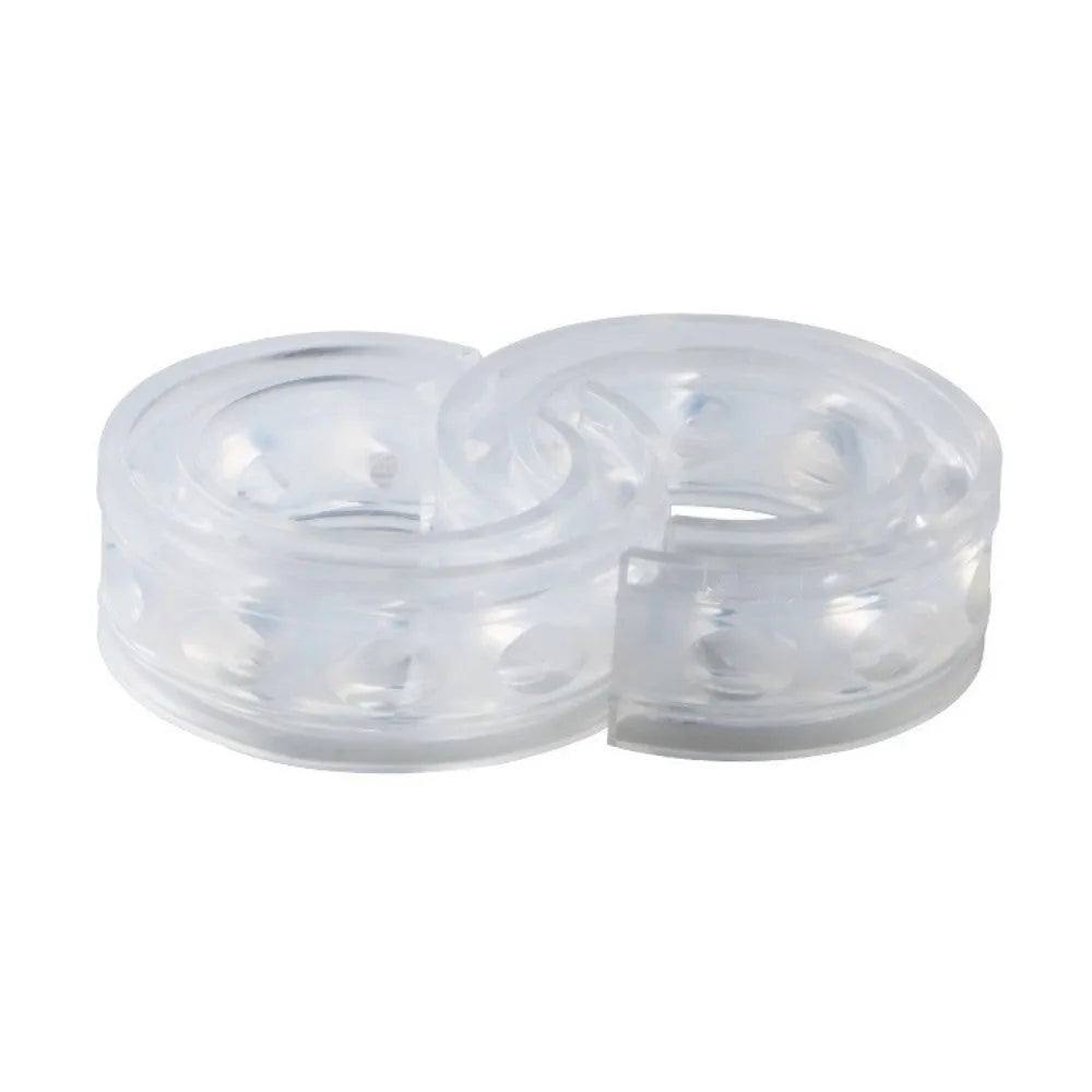 Two transparent rubber spring shock absorbers for car modification, shown with size chart.
