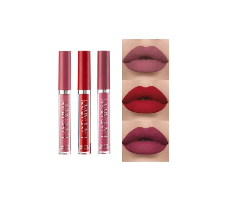 HANDAIYAN matte non-stick cup liquid lip gloss in 2.5ml tube showing colour options