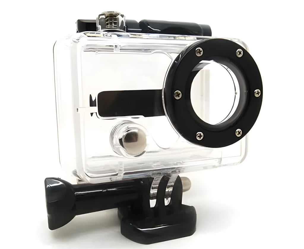 GoPro Hero 2 waterproof housing case with flat glass lens, depth rating 30 metres