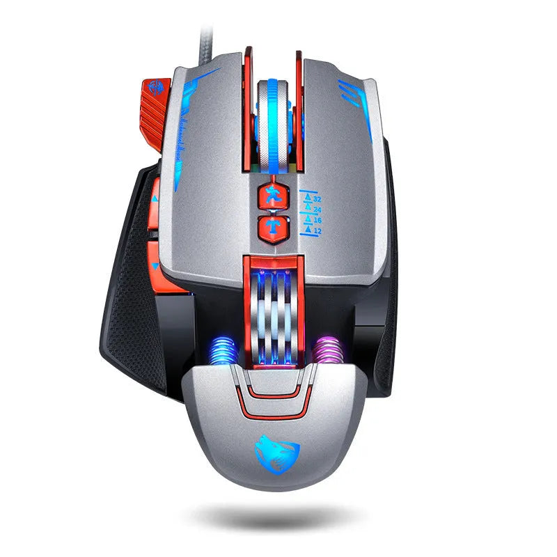 Thunder Wolf V9 black gaming mouse with ergonomic design and six buttons