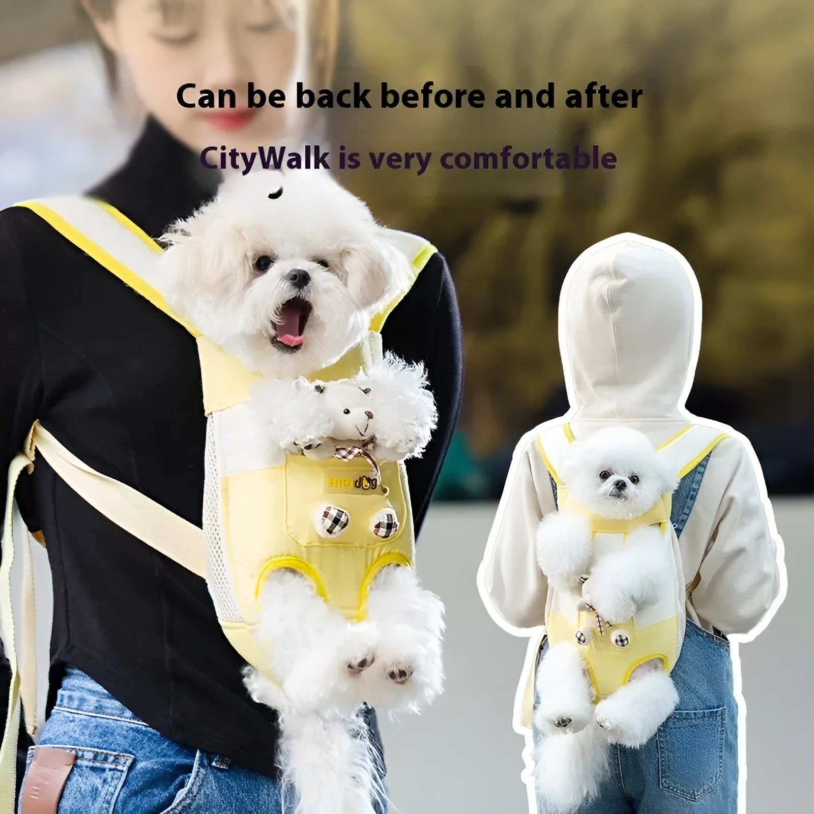 Cartoon animal pattern cat chest carrier bag with soft canvas material in multiple sizes