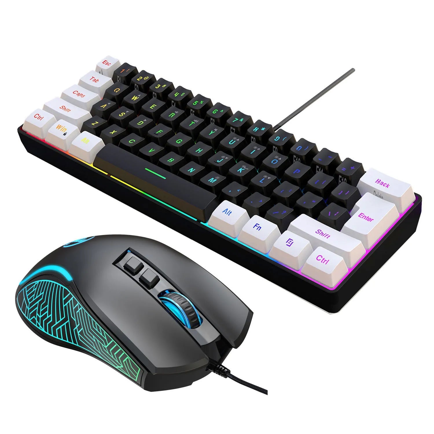 Wired 61 key membrane keyboard with USB cable in white and black colour option