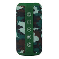 Waterproof portable outdoor Bluetooth speaker in black colour with buttons for playback and connectivity options.