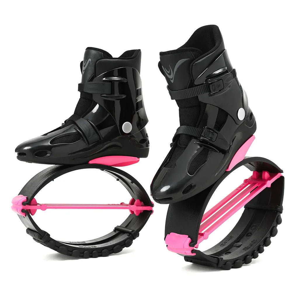 TPU sports bouncing shoes for adults in multiple colour options including black silver and rose pink.