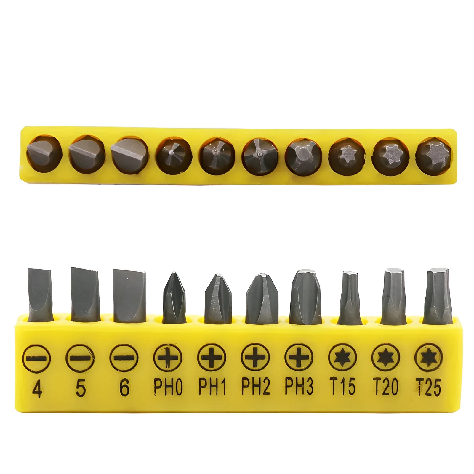 L-shaped double-headed socket wrench set with 10 screwdriver bits and compatible wrench