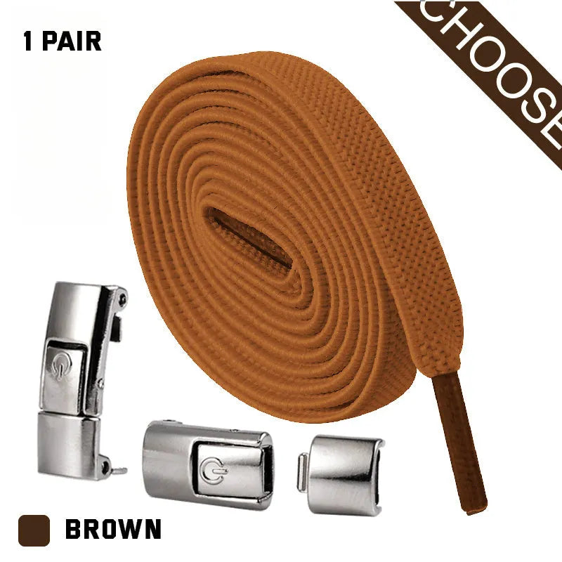 Press lock elastic shoelaces with 8mm widened flat design in various colours