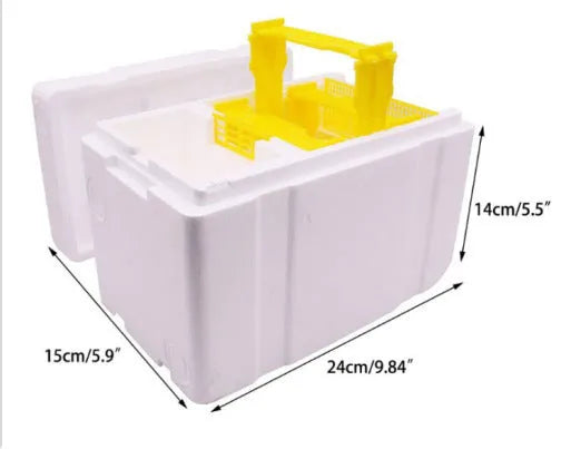 Three white EPS foam mini delivery boxes for bee breeding and queen introduction in beehives