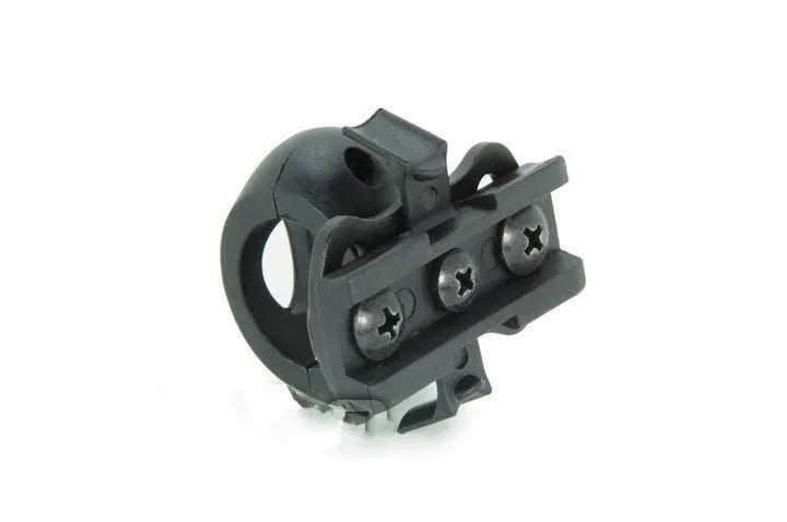 Helmet rail flashlight fixture bracket for MICH IBH systems in black PA material