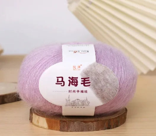 Mohair wool ball for DIY scarf kit with 34 colour options including white, grey, pink and blue