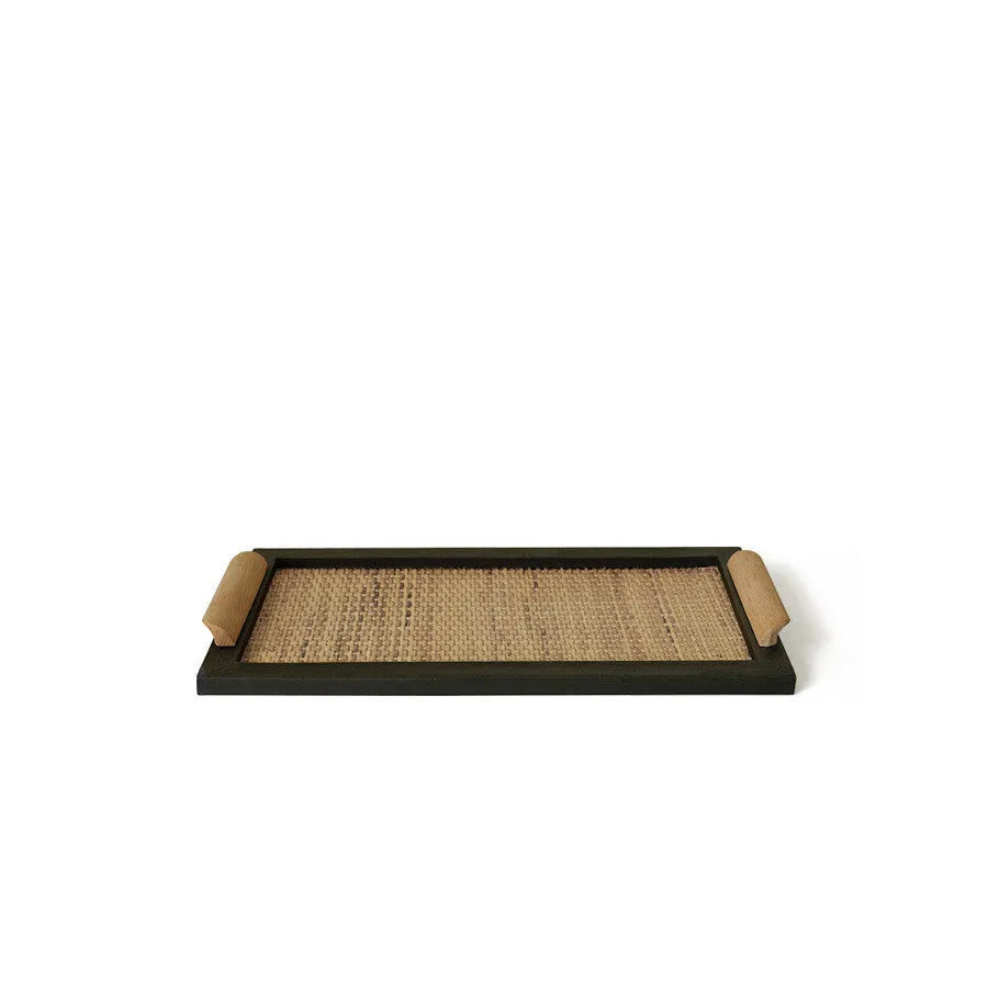 Pine wood dining tray with internal compartments for organisation.