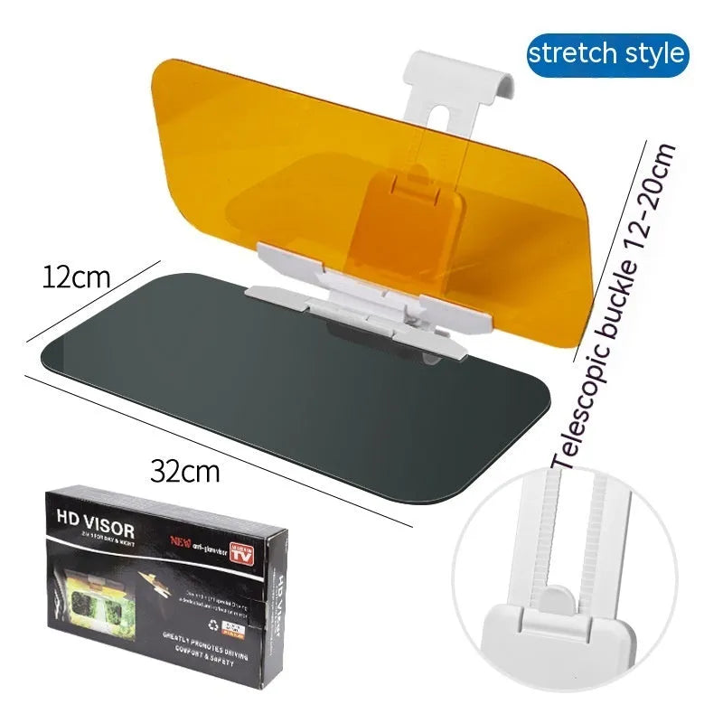 Acrylic anti-glare car sun visor with telescopic installation system