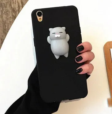 Silicone TPU iPhone case with 3D cartoon cat design in multiple colour options