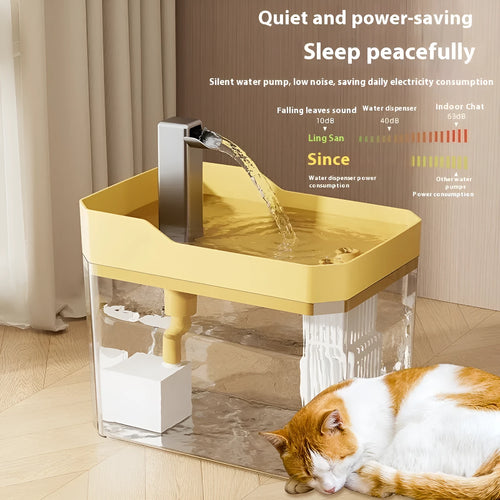 Automatic cat water fountain with transparent plastic housing and circulating water system