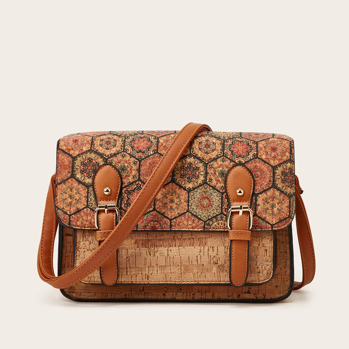 Women's printed crossbody shoulder bag with large capacity and floral geometric designs