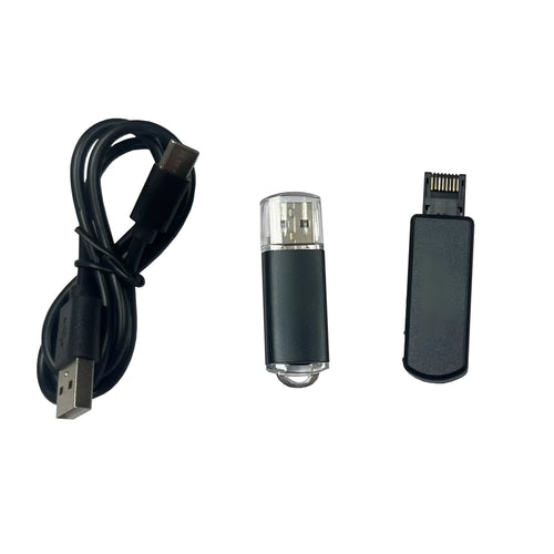 Black PS5 JB Tool USB adapter made of alloy and ABS plastic on a white background.