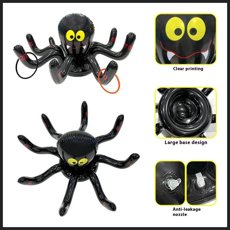 PVC inflatable octopus ferrule throwing toy in multiple colours for coordination games