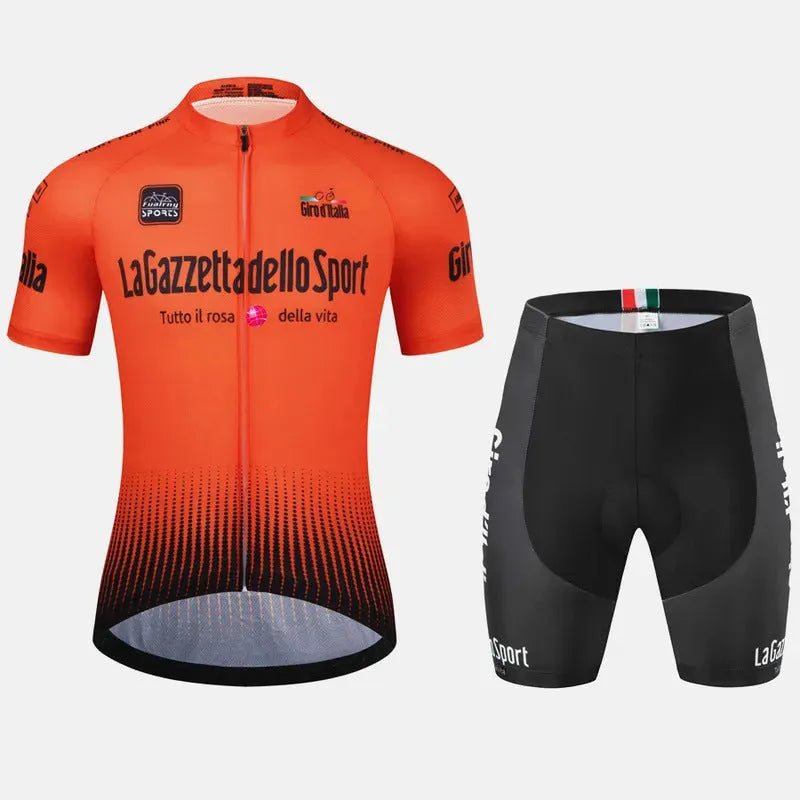 Men's patterned cycling suit with short sleeves for road biking in summer