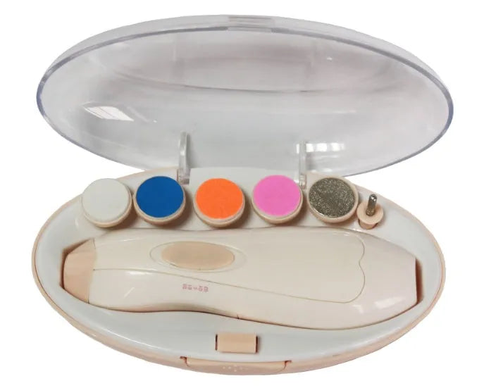 Ultra-quiet baby electric nail polisher manicure kit with night light in assorted colours.