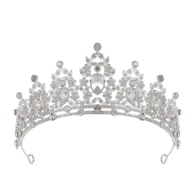Baroque bride crown headdress with diamond treatment in silver and gold colour options