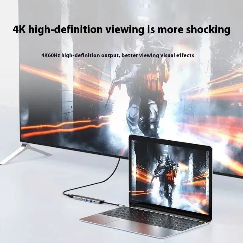 USB Type-C 7-in-1 expansion dock with HDMI port and 15cm cable for laptop connectivity