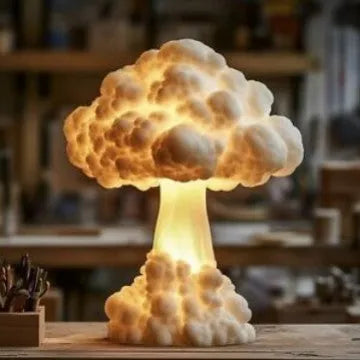 Atomic bomb mushroom cloud shaped modern art table lamp with USB power cable.