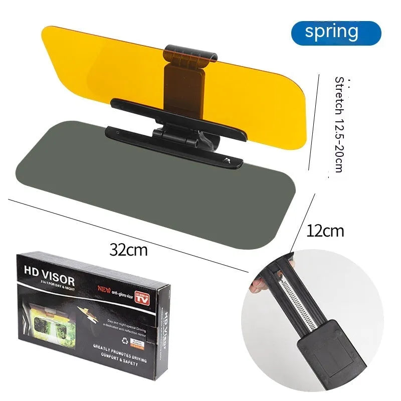 Acrylic anti-glare car sun visor with telescopic installation system