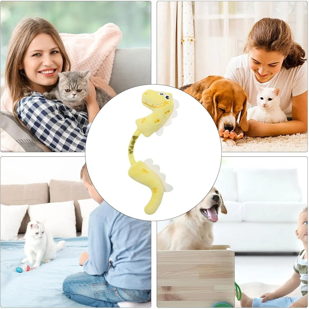 Bundle of four cat toys including a plush fish, rope, springs, and kicker toys in pink, purple, or yellow.