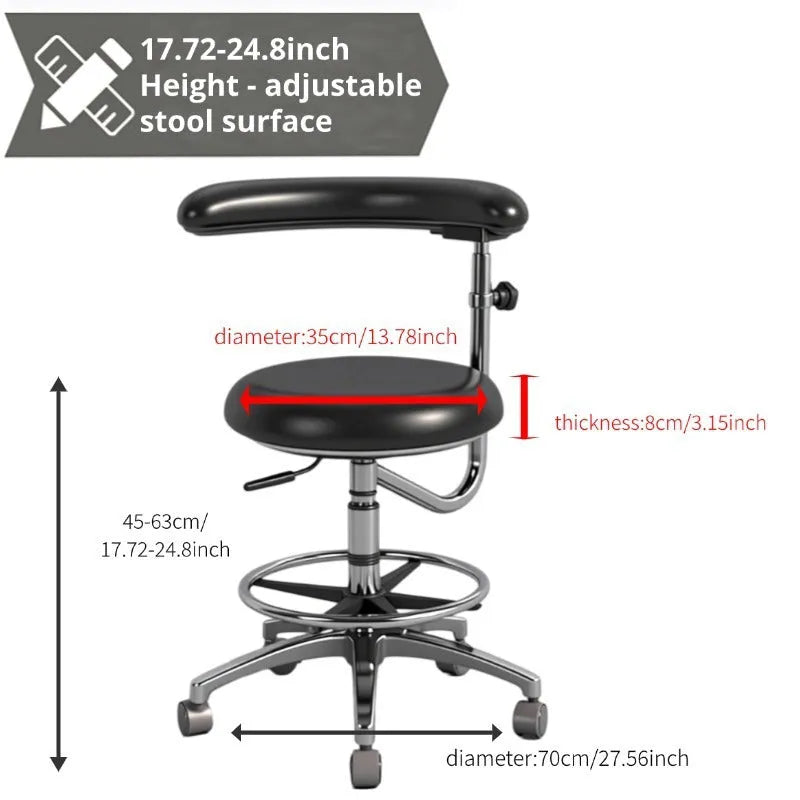 Black leather dental hospital chair for patient treatment and examination.