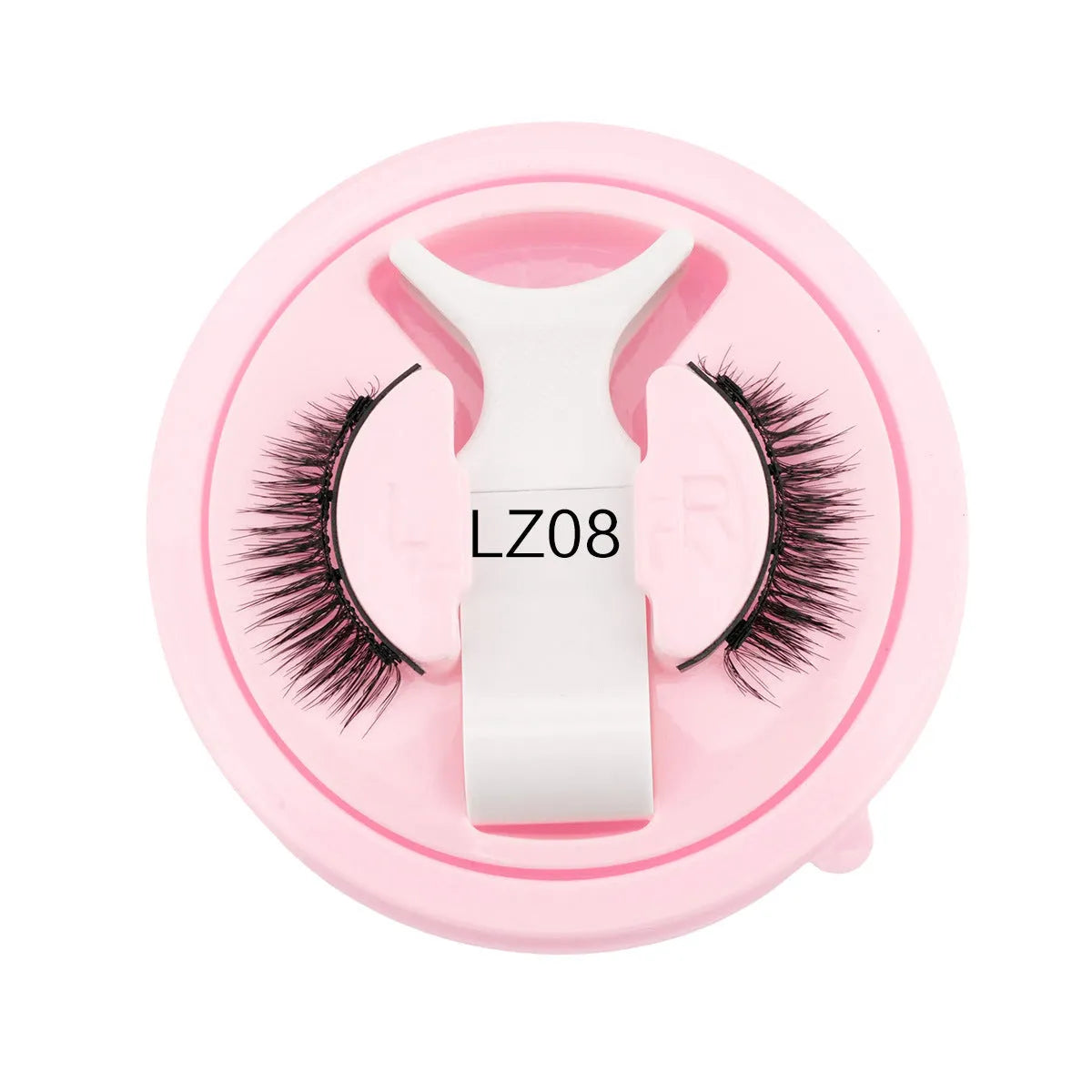 Reusable waterproof false eyelashes in a set, showing thick artificial fibre lashes.