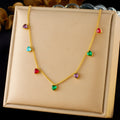 Women's gold-plated heart-shaped stainless steel necklace on adjustable chain