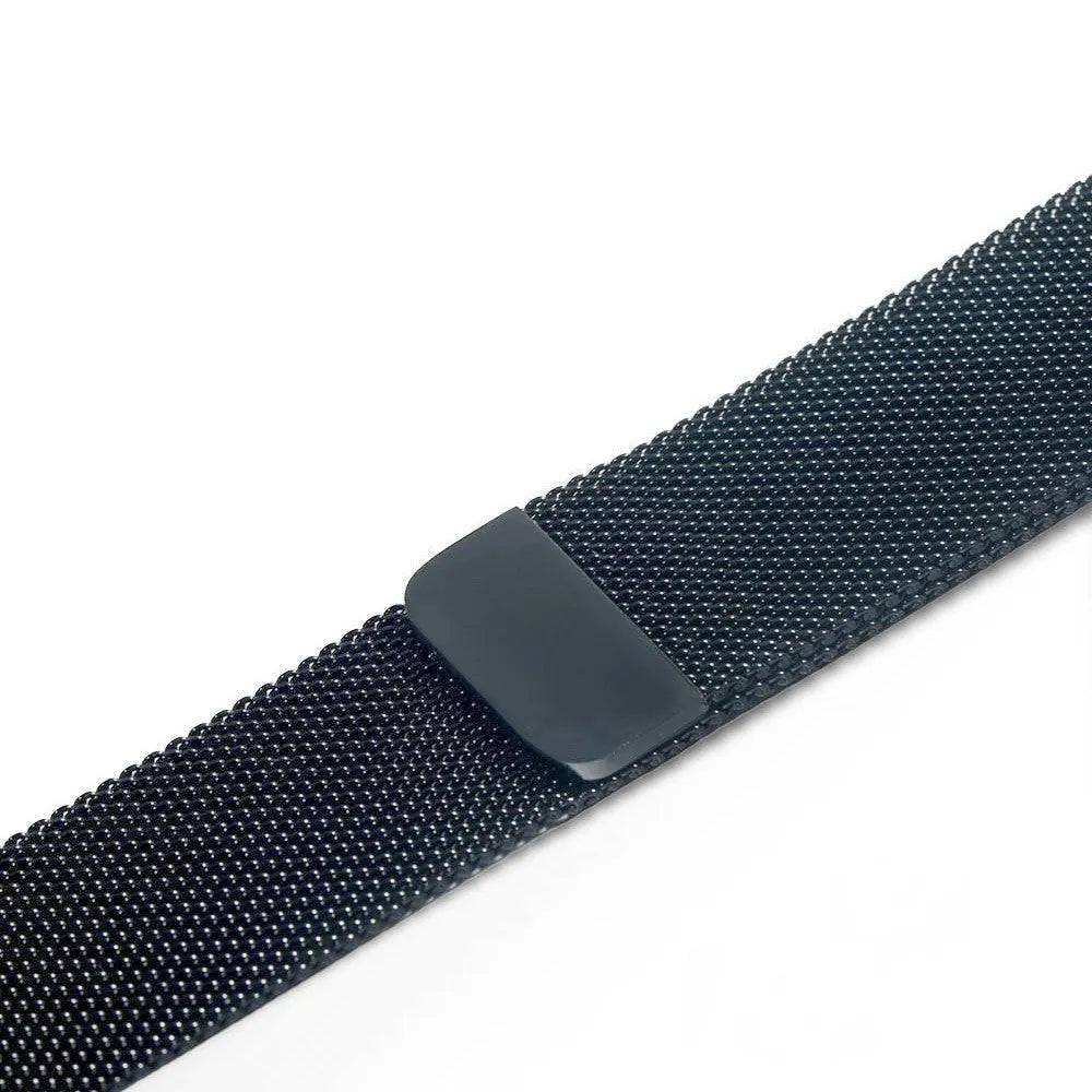 Stainless steel watch replacement strap in silver, shown next to black, gold, and rose gold options.