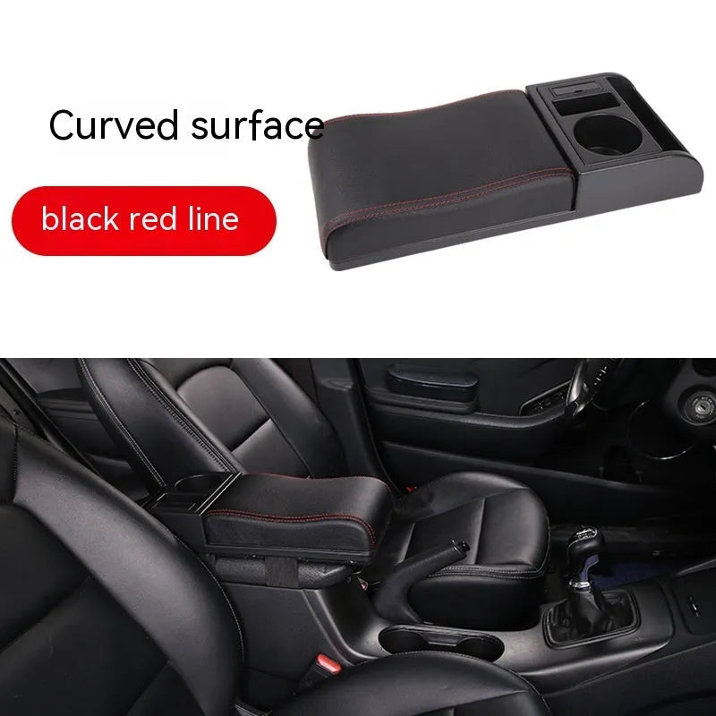 Universal plastic car armrest cover with height adjustment in multiple colour and texture options