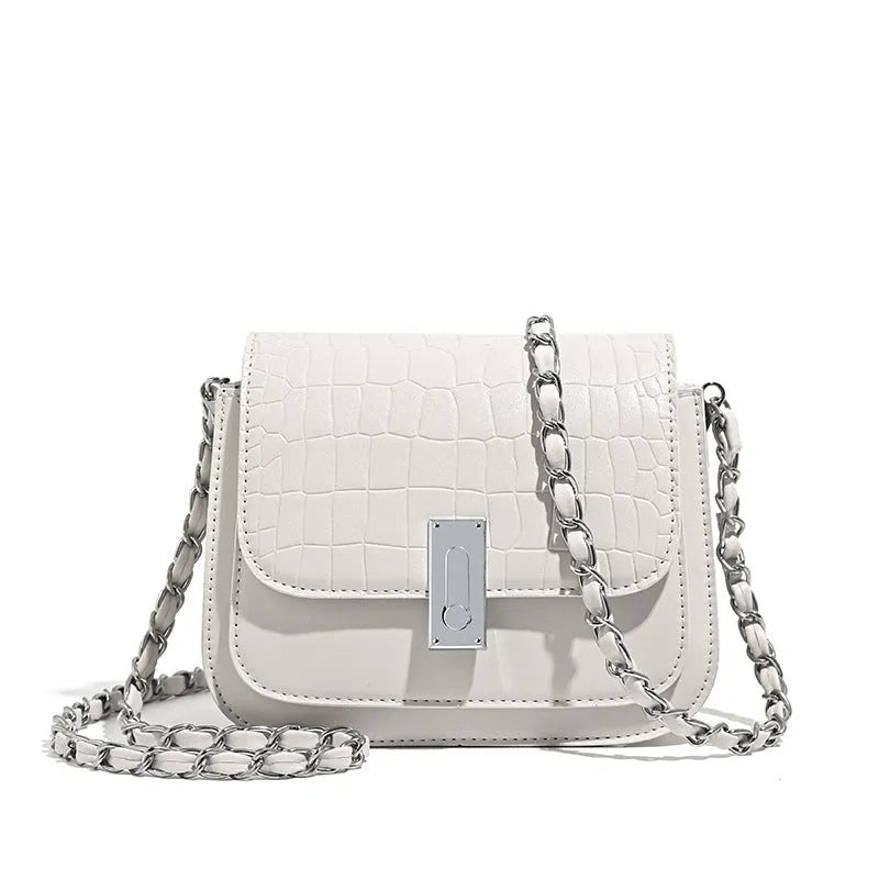 Soft PU leather women's shoulder bag with mobile phone compartment in black, white or green