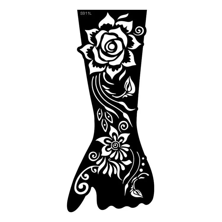 Hollow geometric tattoo sticker sheet with 30 machine-cut 3D paper carving patterns