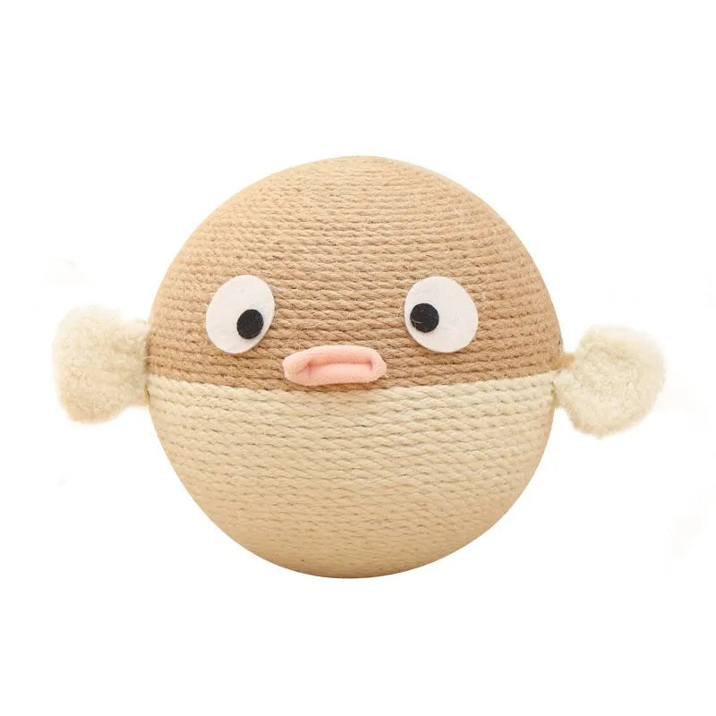 Puffer Leakage Food Feeder Funny Toy, a 15cm cube pet puzzle made of sisal hemp strips.