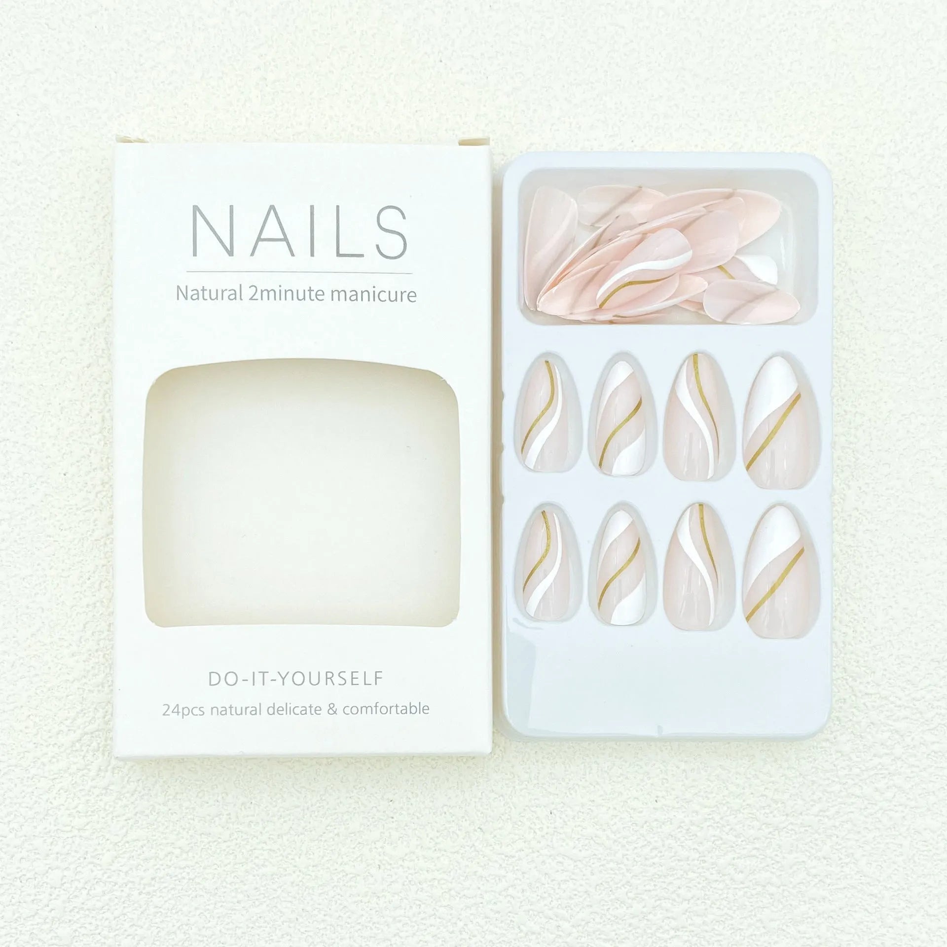 Golden Lines plaid pattern nail stickers in medium drop shape with jelly glue adhesive