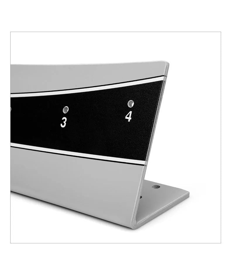 Adjustable golf putter balance simulator with PVC construction on a flat surface.