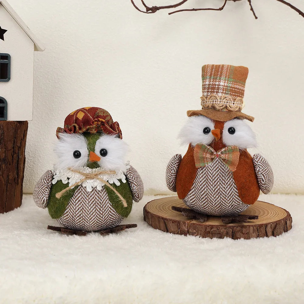 Orange or green handmade owl pendant ornament for Thanksgiving window or desktop decoration