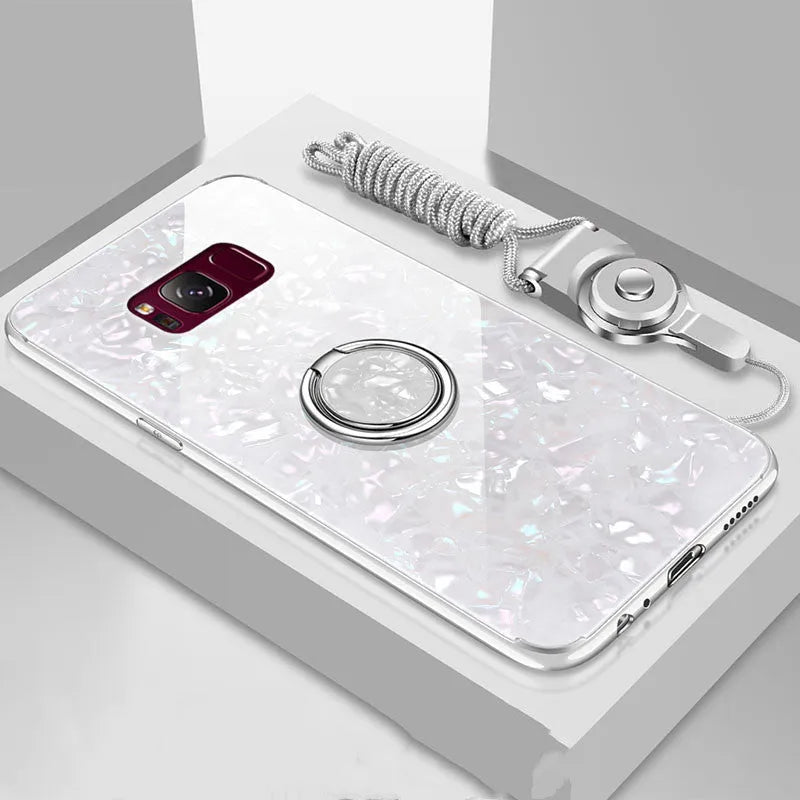 Tempered glass Samsung phone case with TPU frame in solid colour options