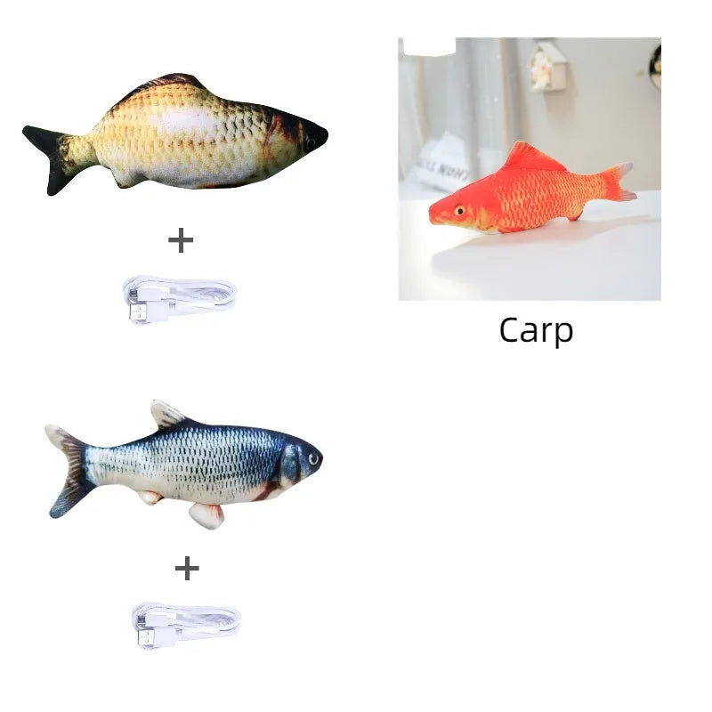 Electronic jumping fish cat toy without cat nip, 30cm multicolour design with USB cable