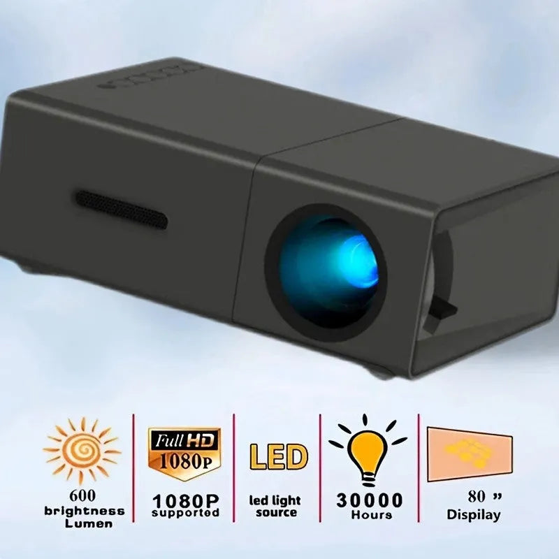 M100 mini projector in black or white with remote control and cables
