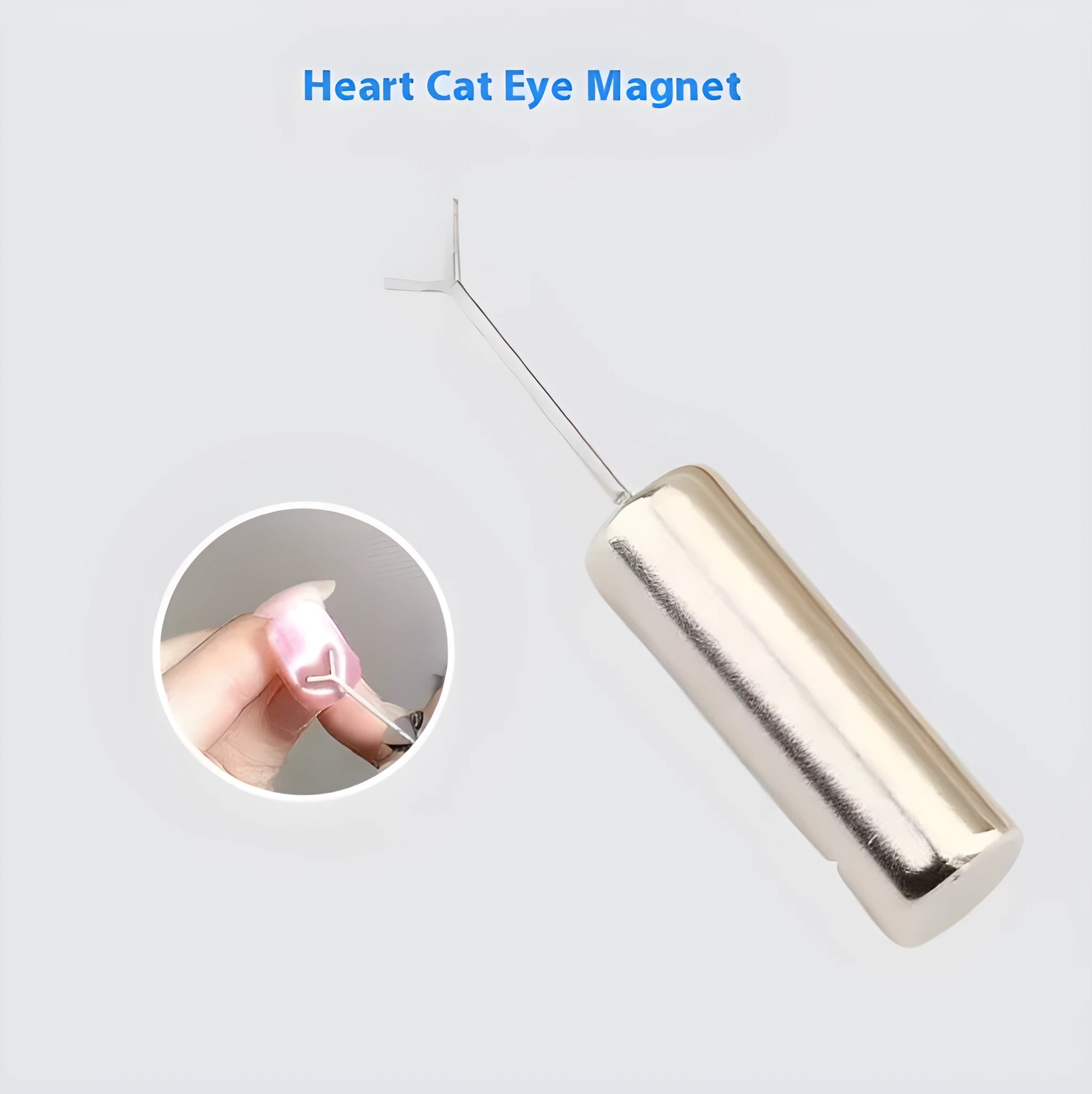 Manicure magnet set with cylindrical 9x30mm metal magnet and Y-shaped bracket for cat eye gel nail polish