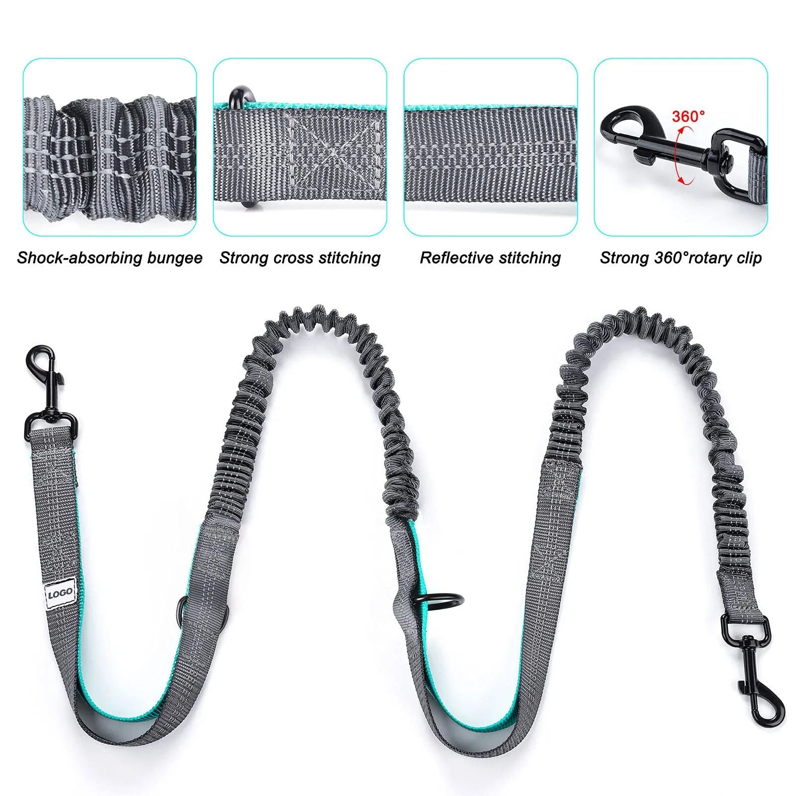 Black nylon outdoor pet training bag set with waist bag and collar leash for dog walking