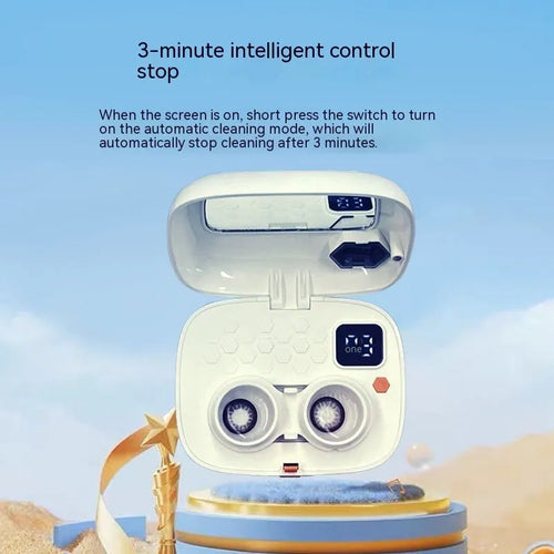 Automatic ultrasonic cleaning machine for invisible glasses in pearl white colour