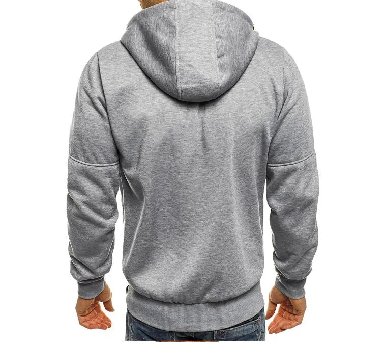 Men's hooded camouflage jacquard cotton blend jacket zip front long sleeve loose fit casual wear