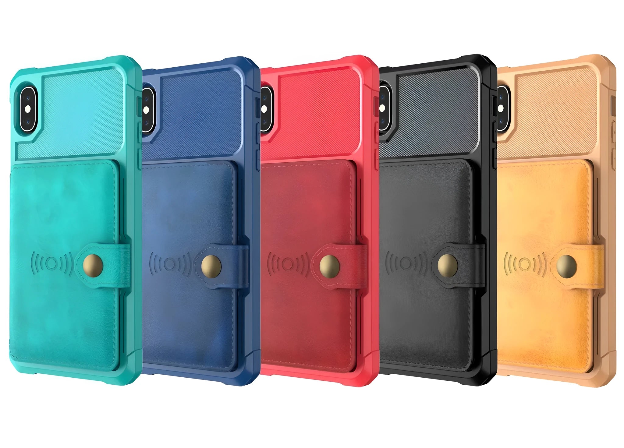 Geometric pattern mobile phone case in black, gold, red, blue, or green for iPhone and Samsung devices