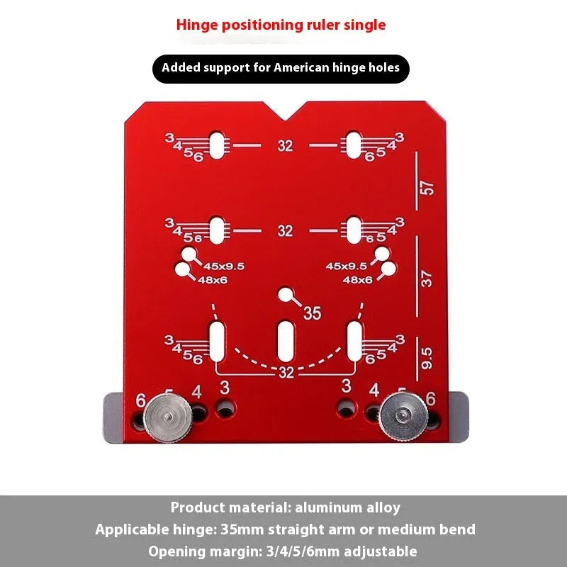 35mm hinge locator tool with adjustable margin settings and aluminium alloy construction