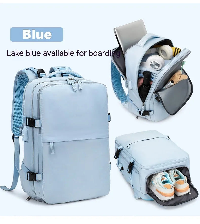 Waterproof nylon mummy backpack in multiple colour options showing large capacity travel bag